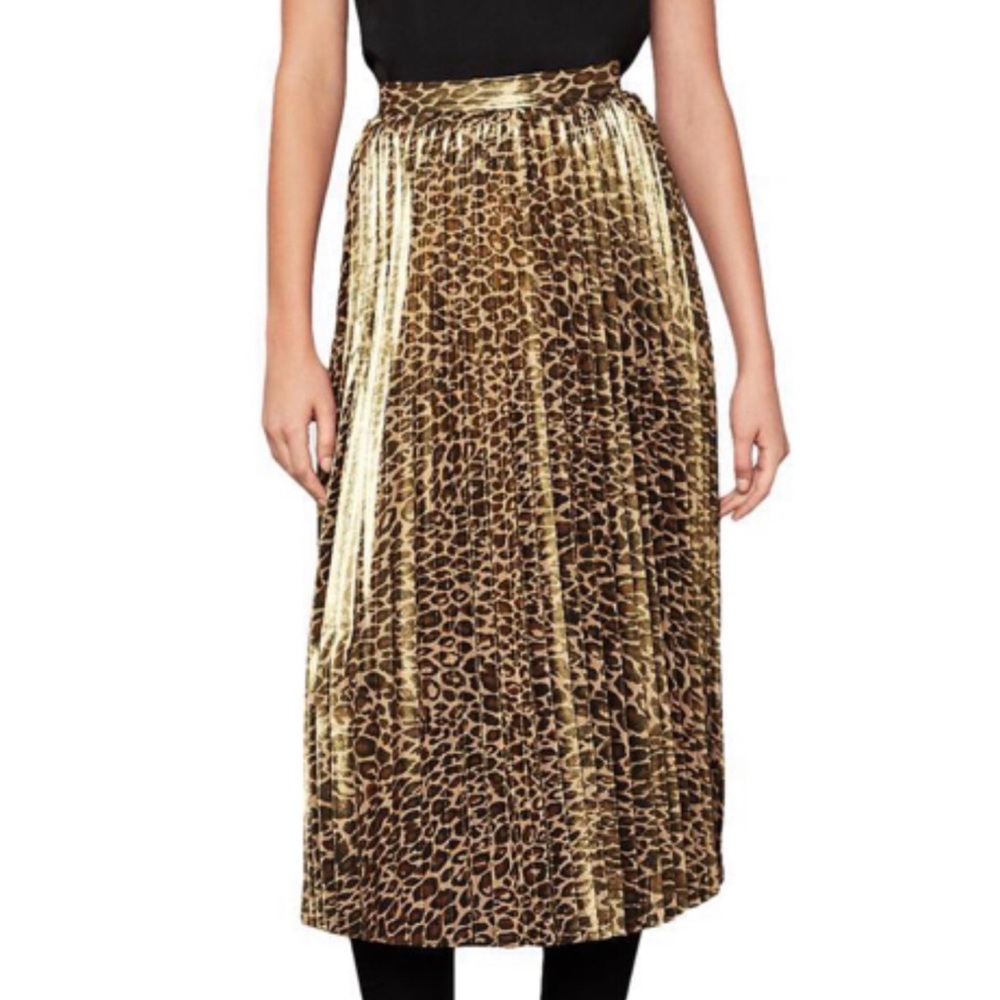 BCBGMAXAZRIA WOMENS ANIMAL PRINT PLEATED MIDI SKIRT XXS